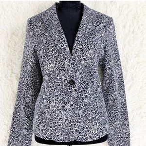 RAFAELLA Black & White Floral Cotton Blazer Jacket